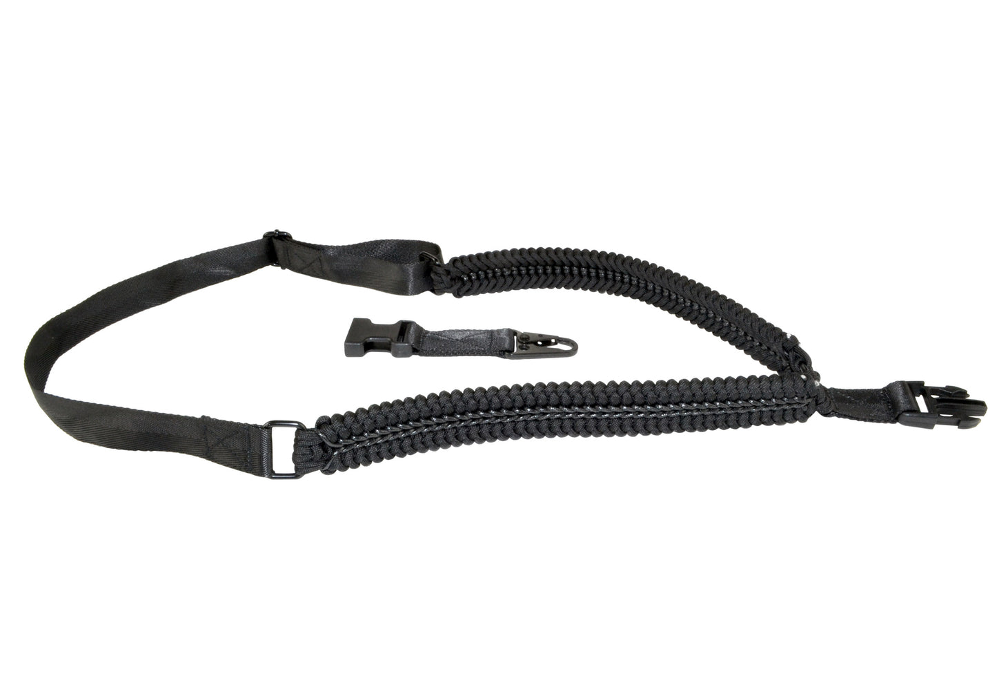 All Black Paracord Tactical Single Point Sling AR Clip Style