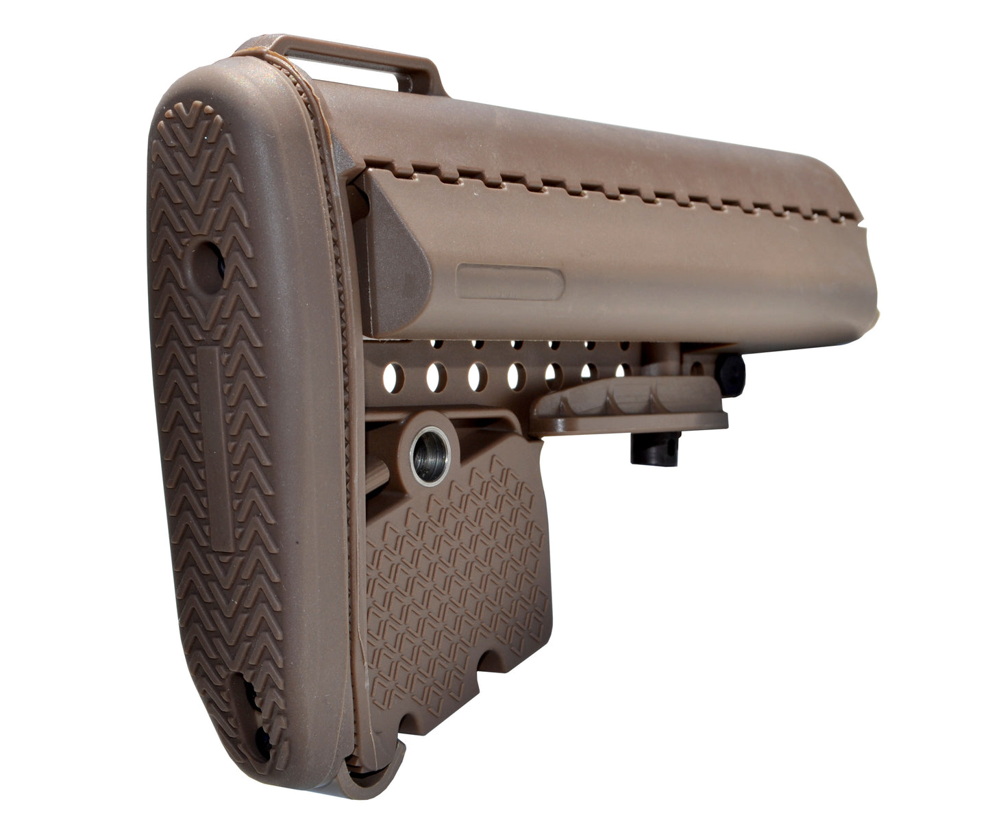 Tan Buttstock with Recoil Pad and 2 Sided Storage, fits AR Mil Spec Adjustable Buffer Tubes
