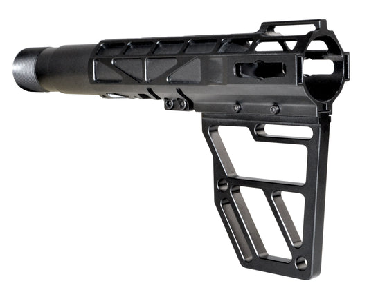 Presma Skeletonized Pistol Fixed Stock with Buffer Tube Kit, Black Anodized Aluminum