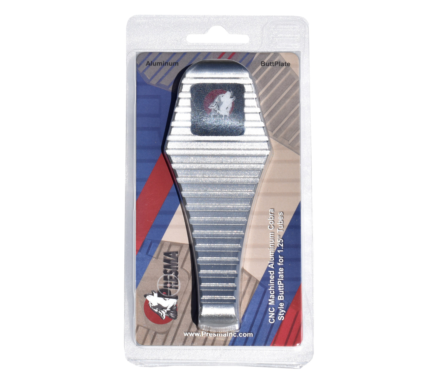 Presma Cobra Style ButtStock Shoulder Plate, Fit Pistol Style Straight Tubes, Silver
