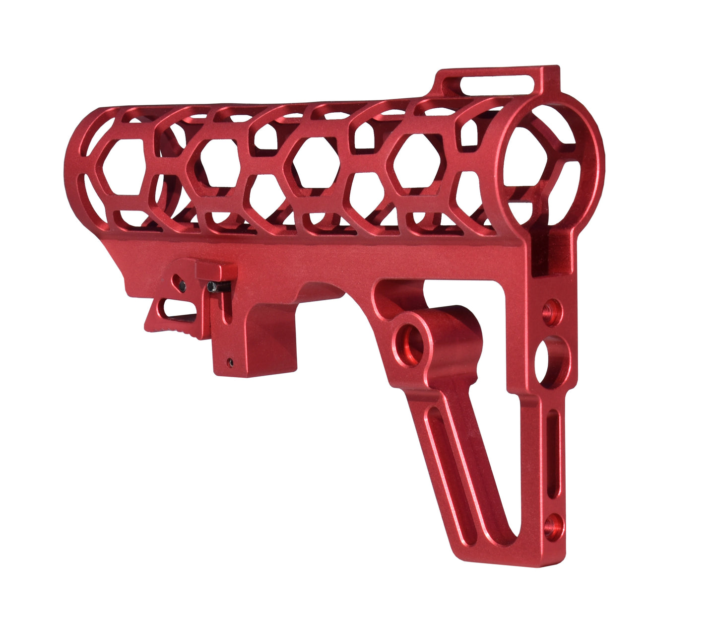 Presma Skeletonized AR Pistol Fixed Stock for 6 Position Mil Spec Tubes, Red.