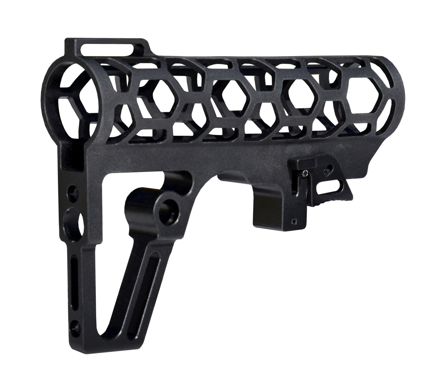 Presma Skeletonized AR Pistol Fixed Stock for 6 Position Mil Spec Tubes, Black.
