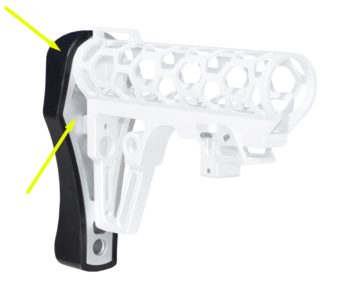 Aluminum Buttplate and Pad for Presma Skeletonized AR Stock, AAST20, AAST21, Silver.