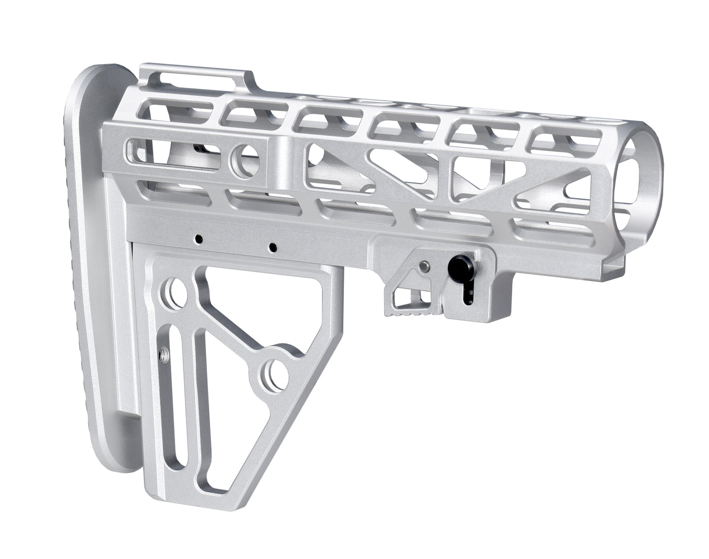 Presma Skeletonized AR Mil Spec Buttstock, Silver Anodized Aluminum