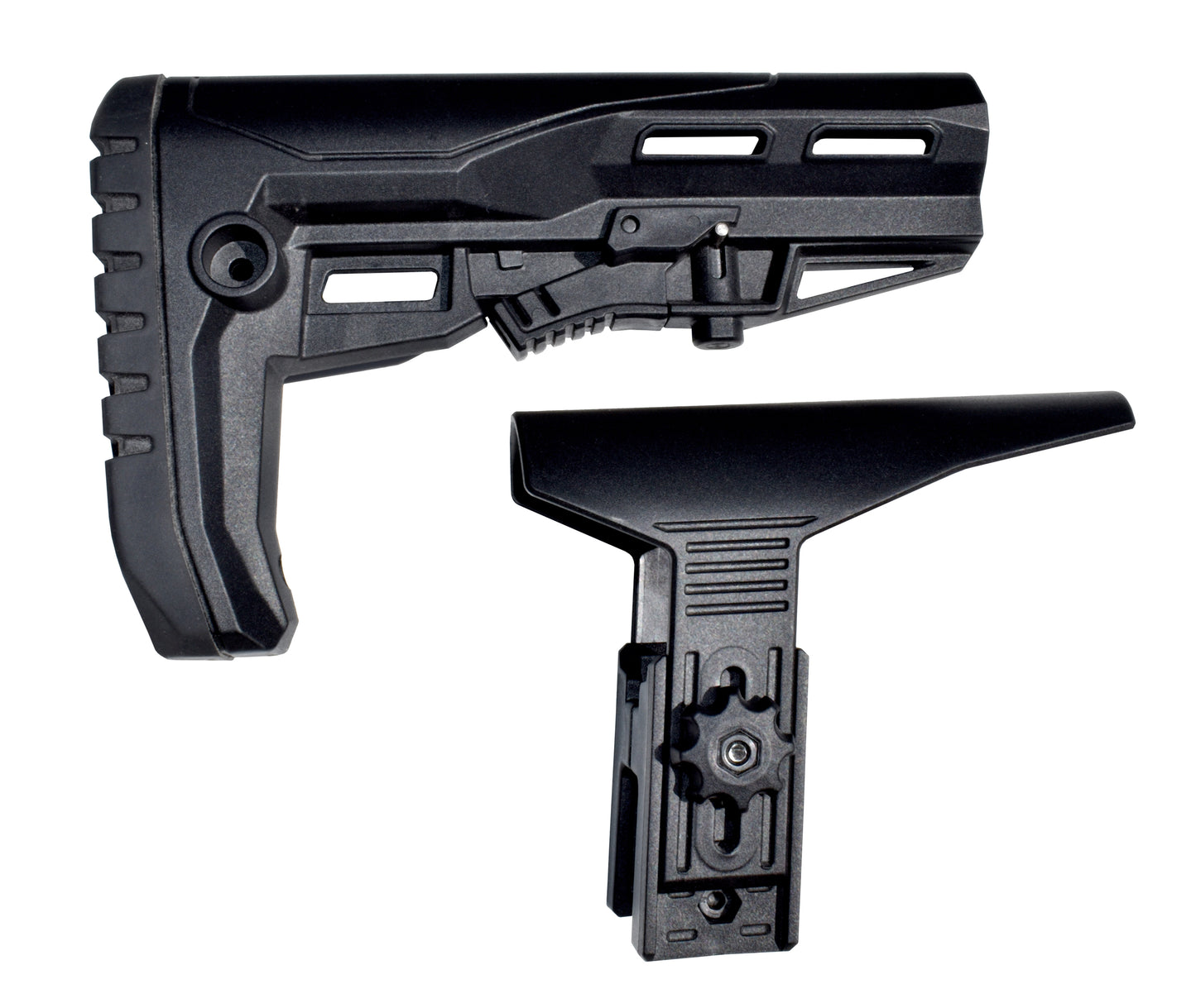 Enhanced Polymer Mil-Spec Buttstock, with Adjustable Cheek Rest and Rubber Pad