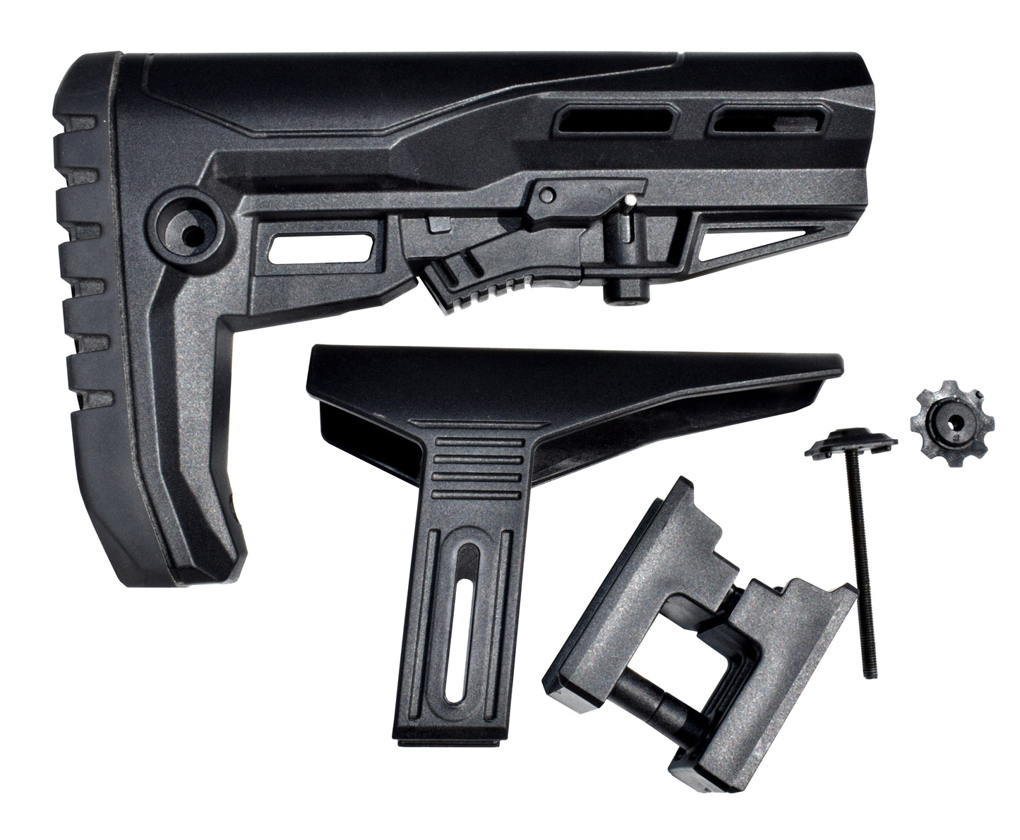 Enhanced Polymer Mil-Spec Buttstock, with Adjustable Cheek Rest and Rubber Pad