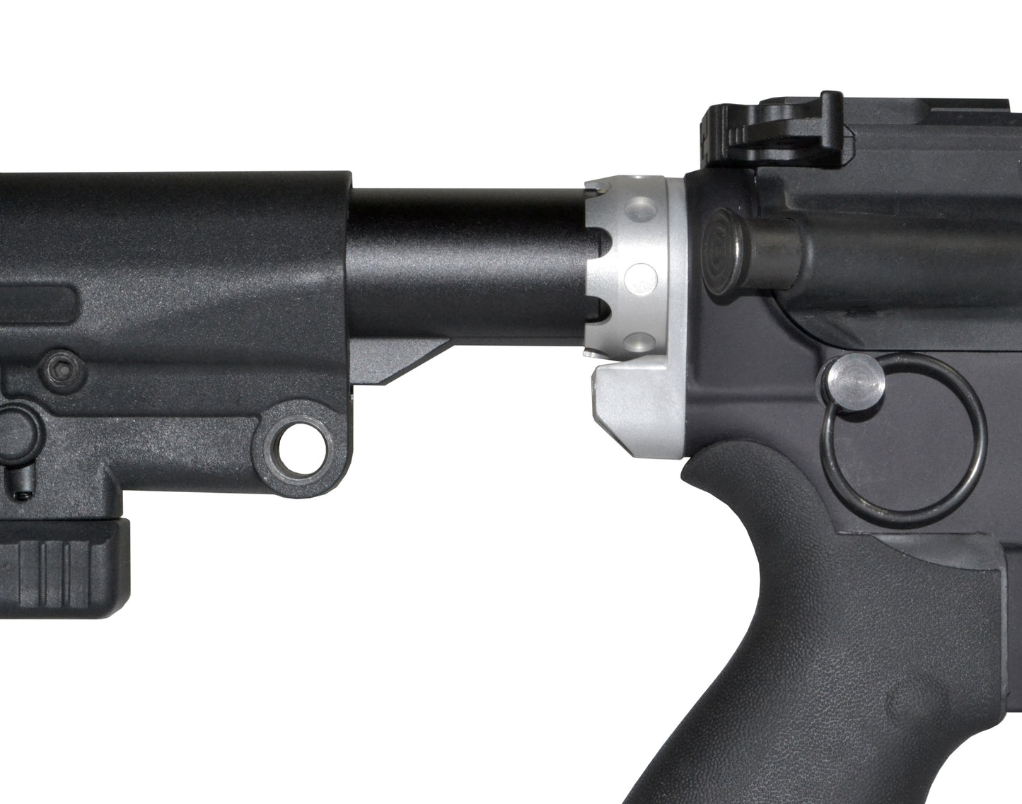 Enhanced Receiver End Plate with 1" Sling Adapter for AR .223/5.56/.308 Buffer Tubes, Silver