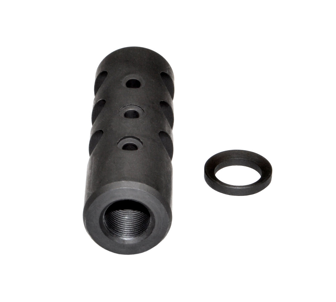 Muzzle Brake Recoil Compensator for 450 Bushmaster or 458 SOCOM, 5/8"x32 thread, Black Steel