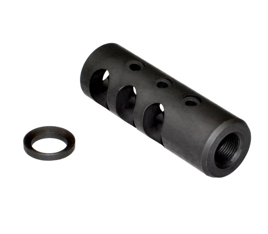 Muzzle Brake Recoil Compensator for 450 Bushmaster or 458 SOCOM, 5/8"x32 thread, Black Steel