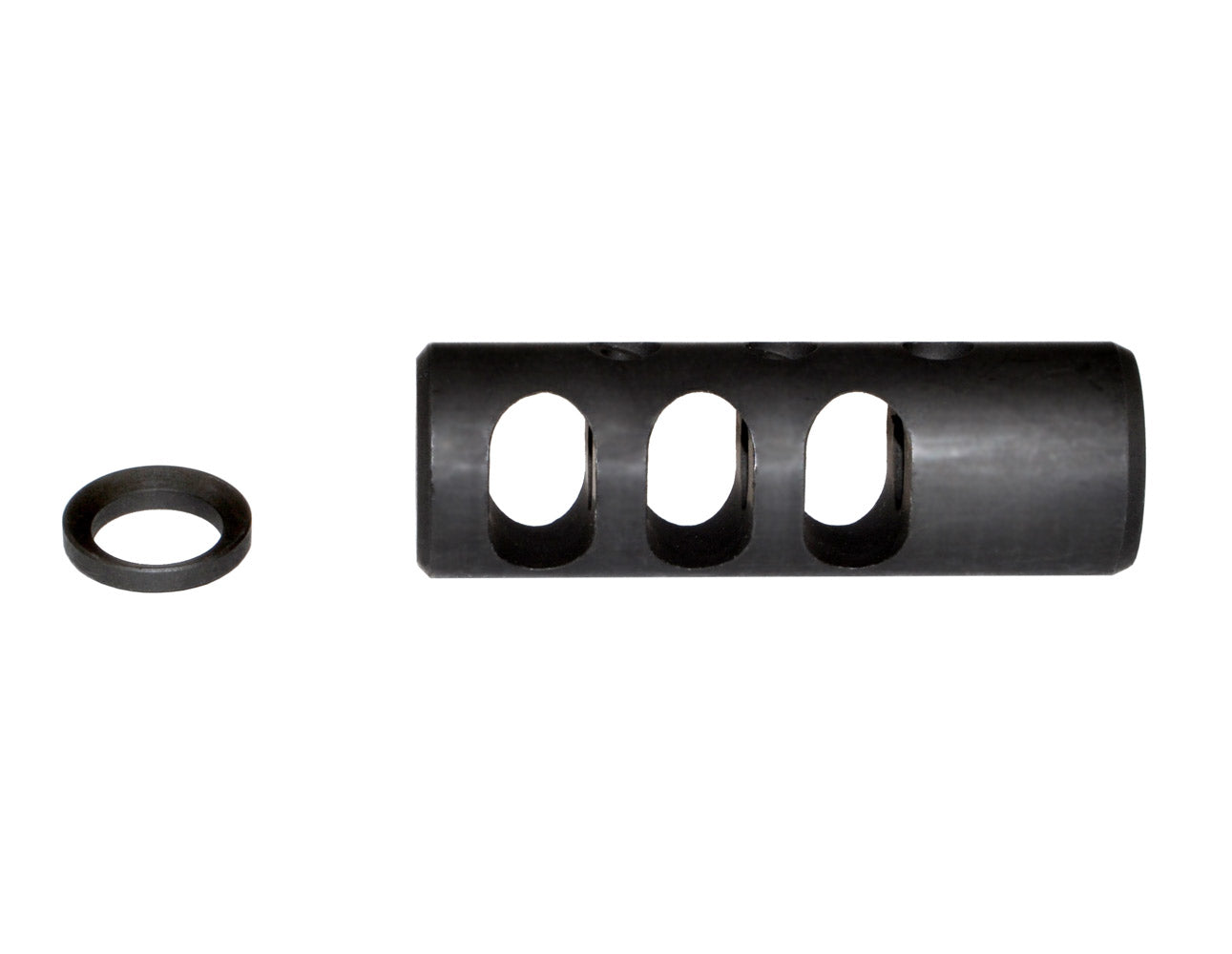 Muzzle Brake Recoil Compensator for 450 Bushmaster or 458 SOCOM, 5/8"x32 thread, Black Steel