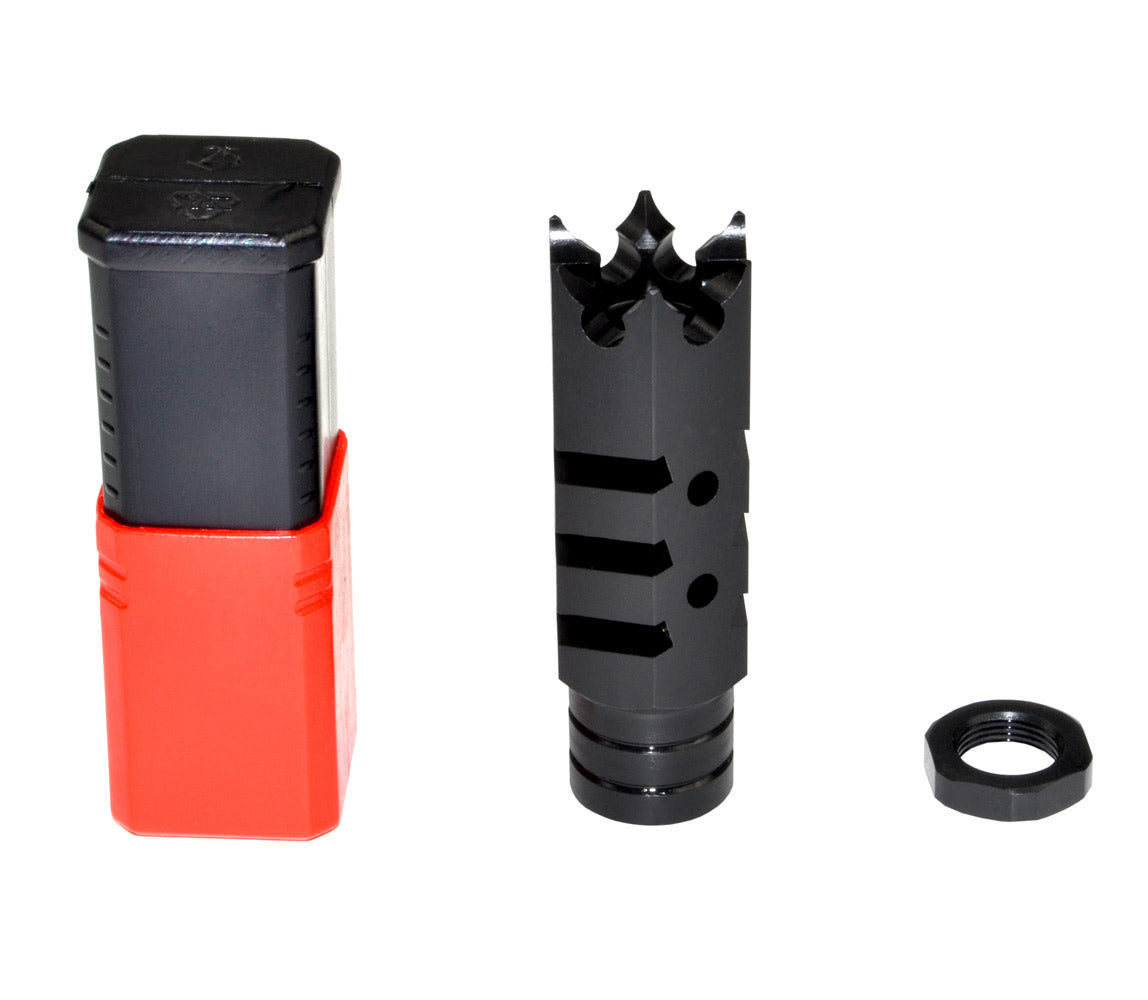 Tactical Competition Shark Muzzle Brake Recoil Compensator for .458 SOCOM .450 Bushmaster, 11/16"x24 thread, Steel with Black Phosphate finish