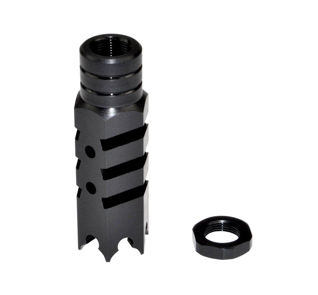 Tactical Competition Shark Muzzle Brake Recoil Compensator for .458 SOCOM .450 Bushmaster, 11/16"x24 thread, Steel with Black Phosphate finish