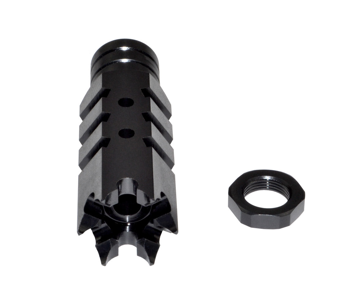 Tactical Competition Muzzle Brake Recoil Compensator for AR-15 .223, 1/2"x28 thread, Steel with Black Phosphate finish