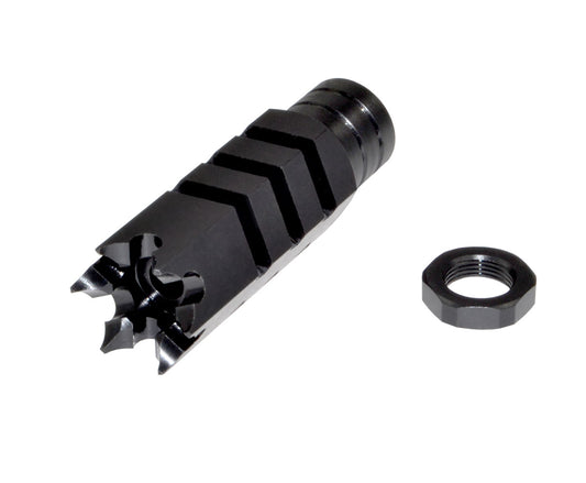 Tactical Competition Shark Muzzle Brake Recoil Compensator for .50 Beowulf, 49/64"x20 thread, Steel with Black Phosphate finish