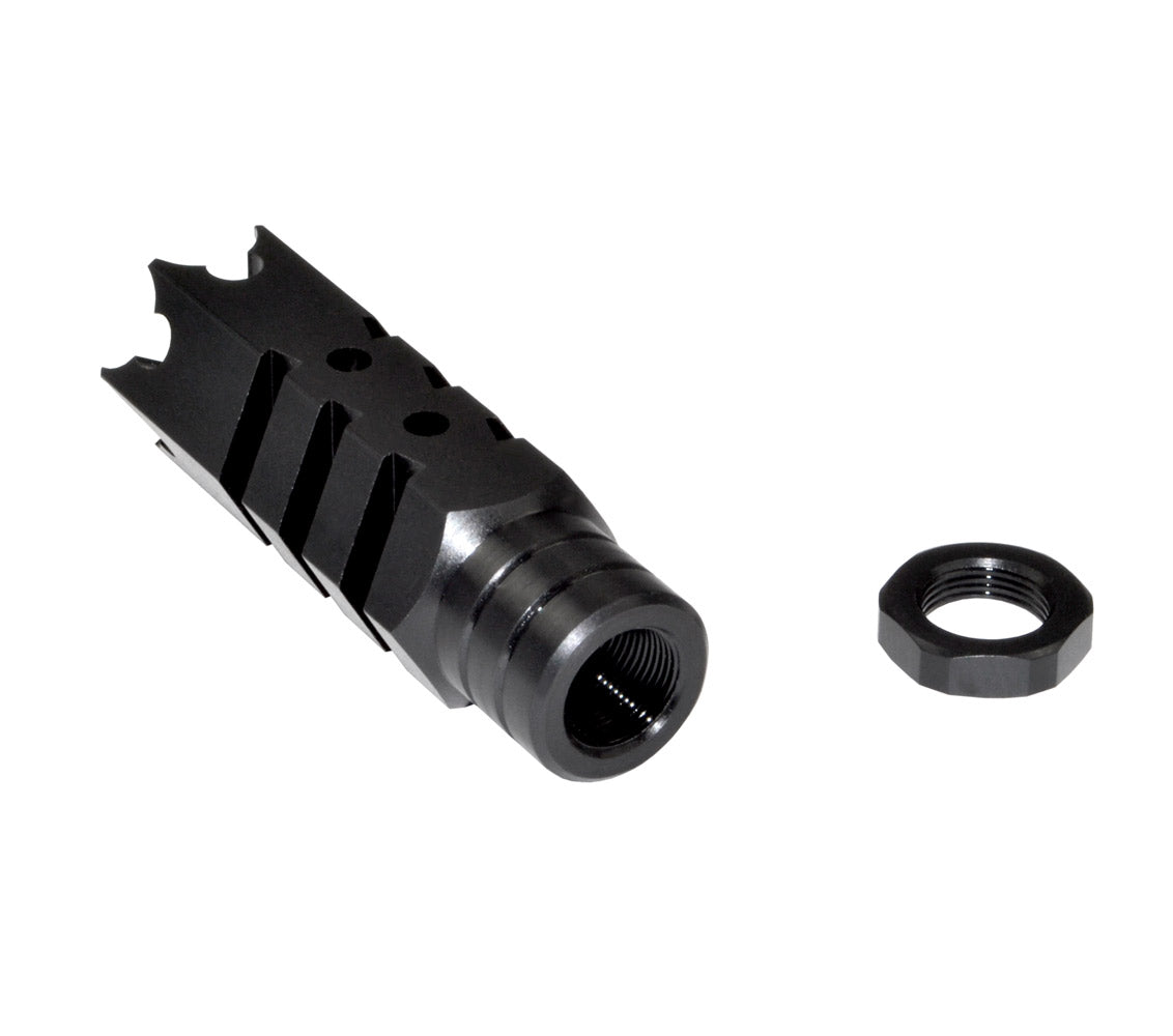 Tactical Competition Muzzle Brake Recoil Compensator for AR-15 .223, 1/2"x28 thread, Steel with Black Phosphate finish