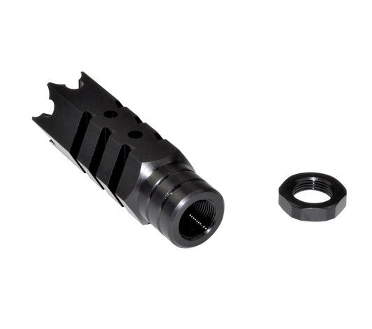 Tactical Competition Shark Muzzle Brake Recoil Compensator for .458 SOCOM .450 Bushmaster, 11/16"x24 thread, Steel with Black Phosphate finish