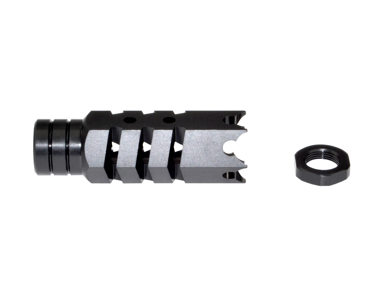 Tactical Competition Muzzle Brake Recoil Compensator for AR-15 .223, 1/2"x28 thread, Steel with Black Phosphate finish