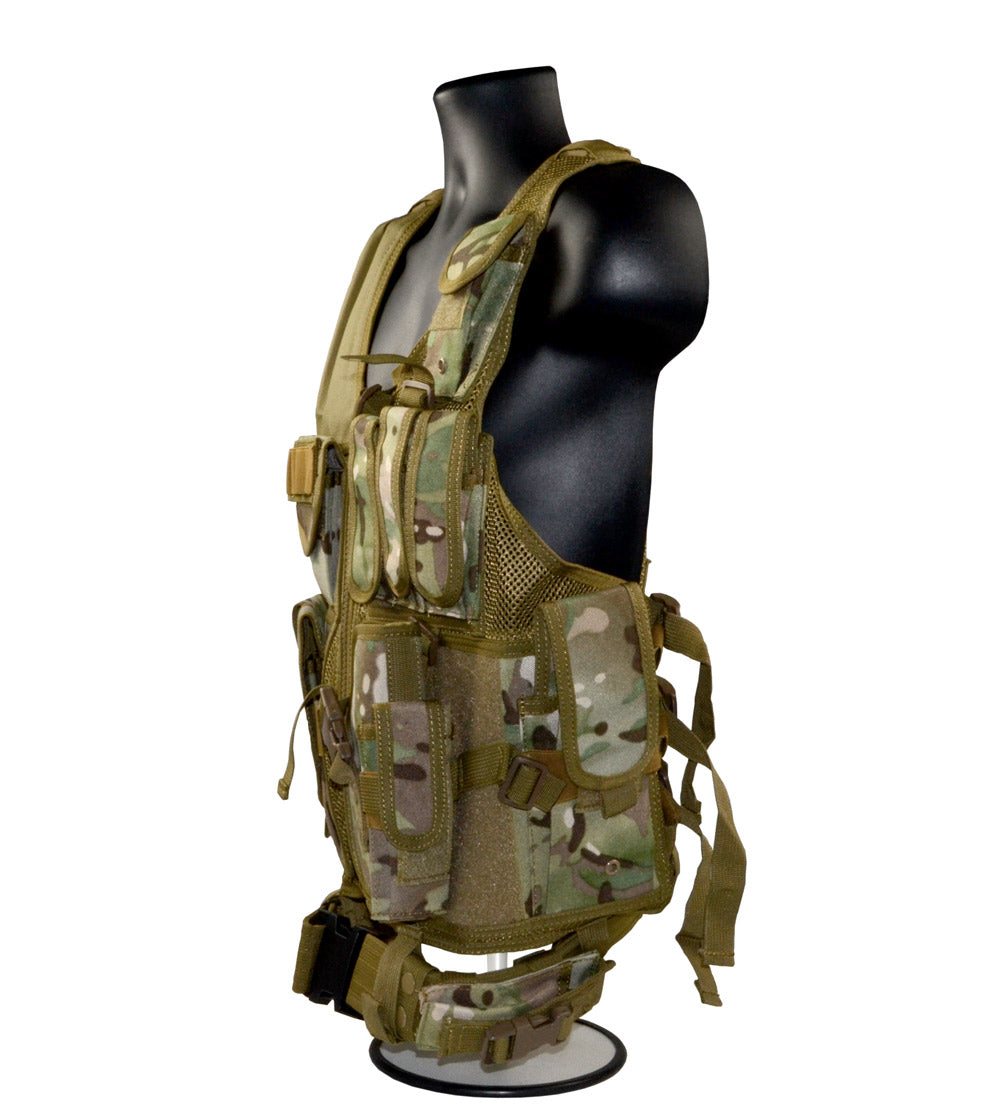 Badass Tactical Multi Function Vest, Tan Camoflauge