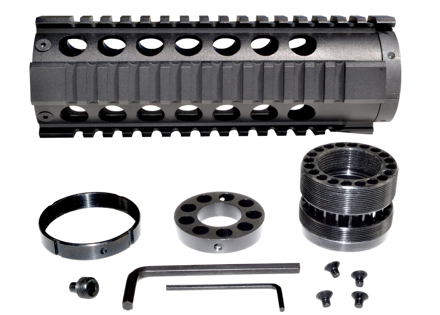 7" Carbine Length Free Float Quad Rail Handguard for AR-15 .223 and 5.56, with End Cap