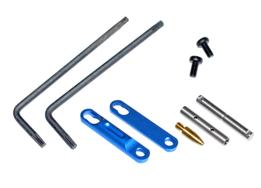 Precision Non Rotating Trigger and Hammer Pin and Plate Kit for M&P S&W 15-22 AR's, with Anti Walk Pin and Dark Blue Retainer Plates