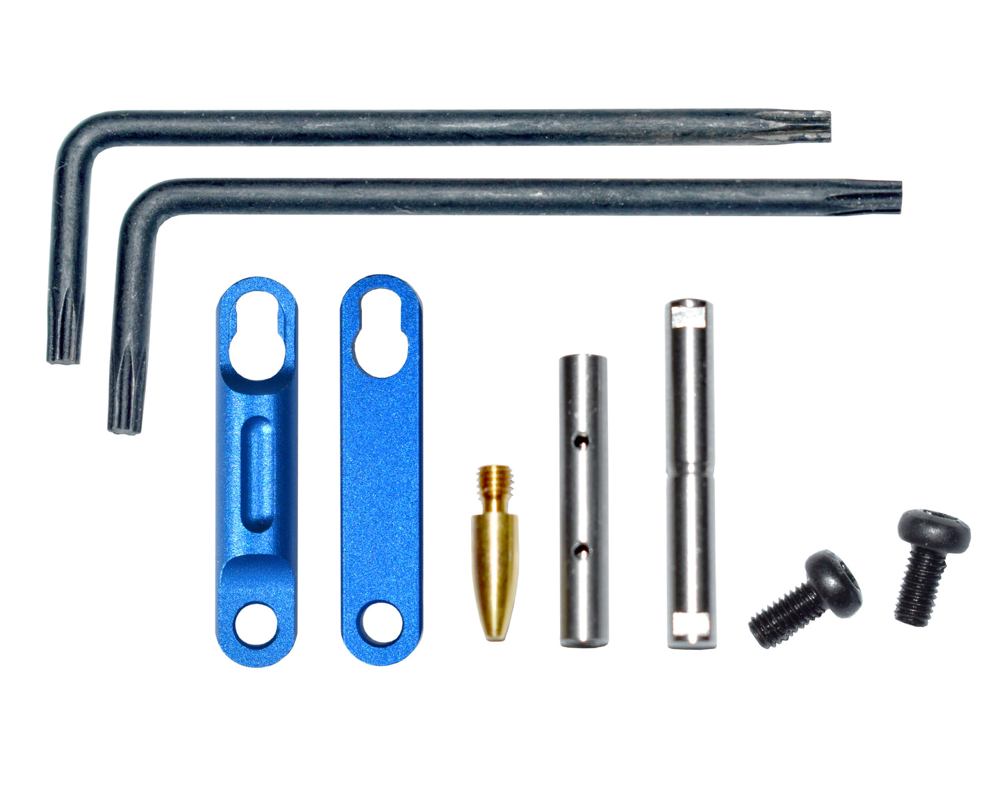 AR Precision Non Rotating Trigger and Hammer Pin and Plate Kit, with Anti Walk Pin and Dark Blue Retainer Plates