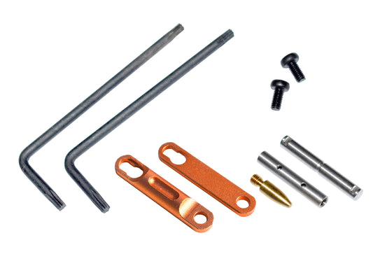 Precision Non Rotating Trigger and Hammer Pin and Plate Kit for M&P S&W 15-22 AR's, with Anti Walk Pin and Orange Retainer Plates