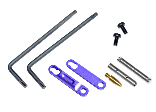 Precision Non Rotating Trigger and Hammer Pin and Plate Kit for M&P S&W 15-22 AR's, with Anti Walk Pin and Purple Retainer Plates