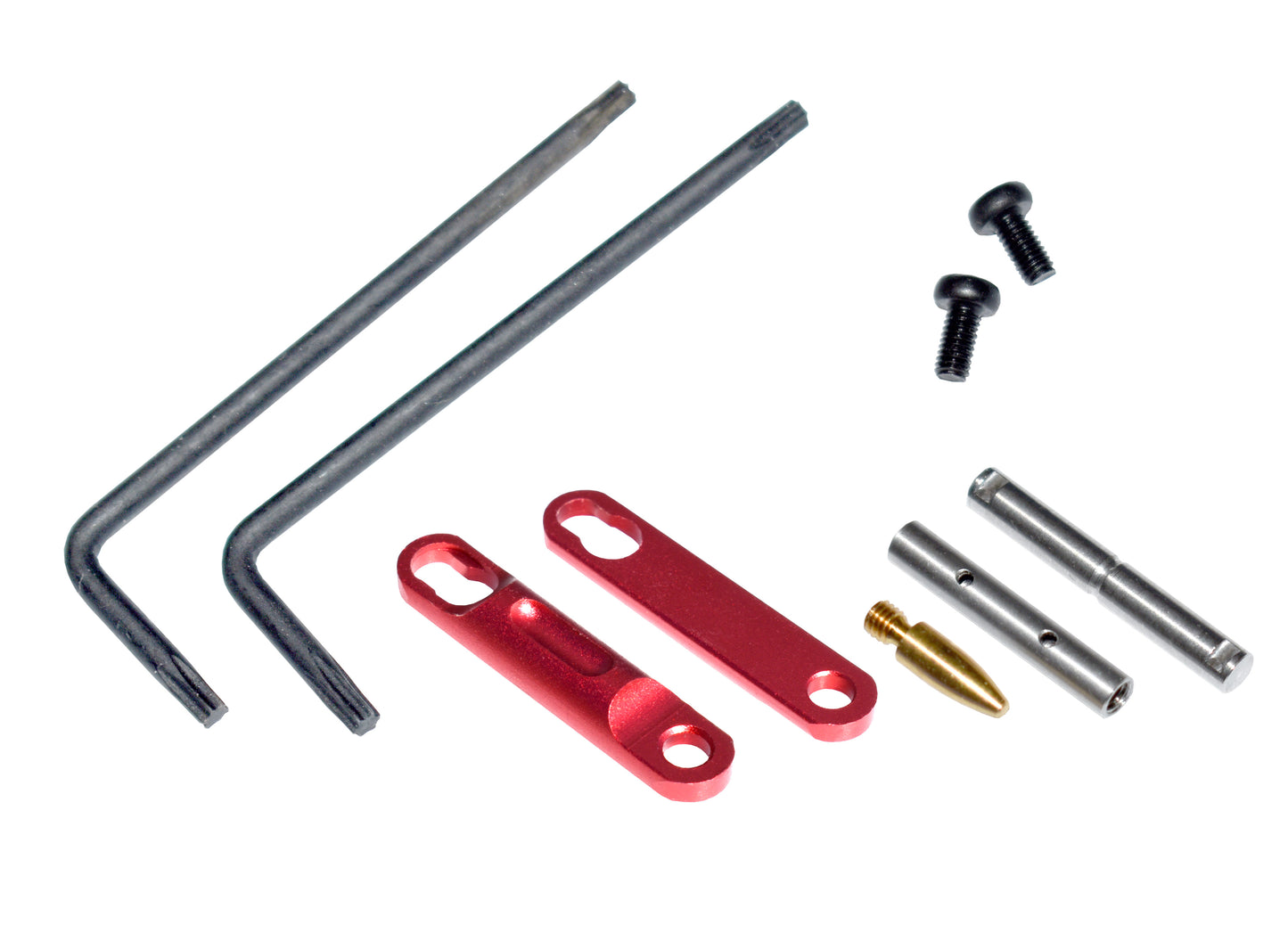 AR Precision Non Rotating Trigger and Hammer Pin and Plate Kit, with Anti Walk Pin and Red Retainer Plates