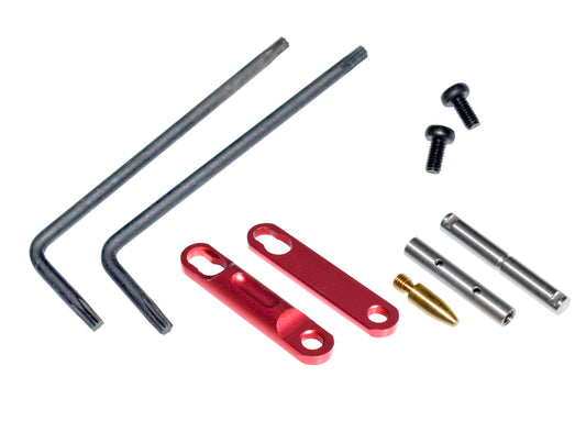 Precision Non Rotating Trigger and Hammer Pin and Plate Kit for M&P S&W 15-22 AR's, with Anti Walk Pin and Red Retainer Plates