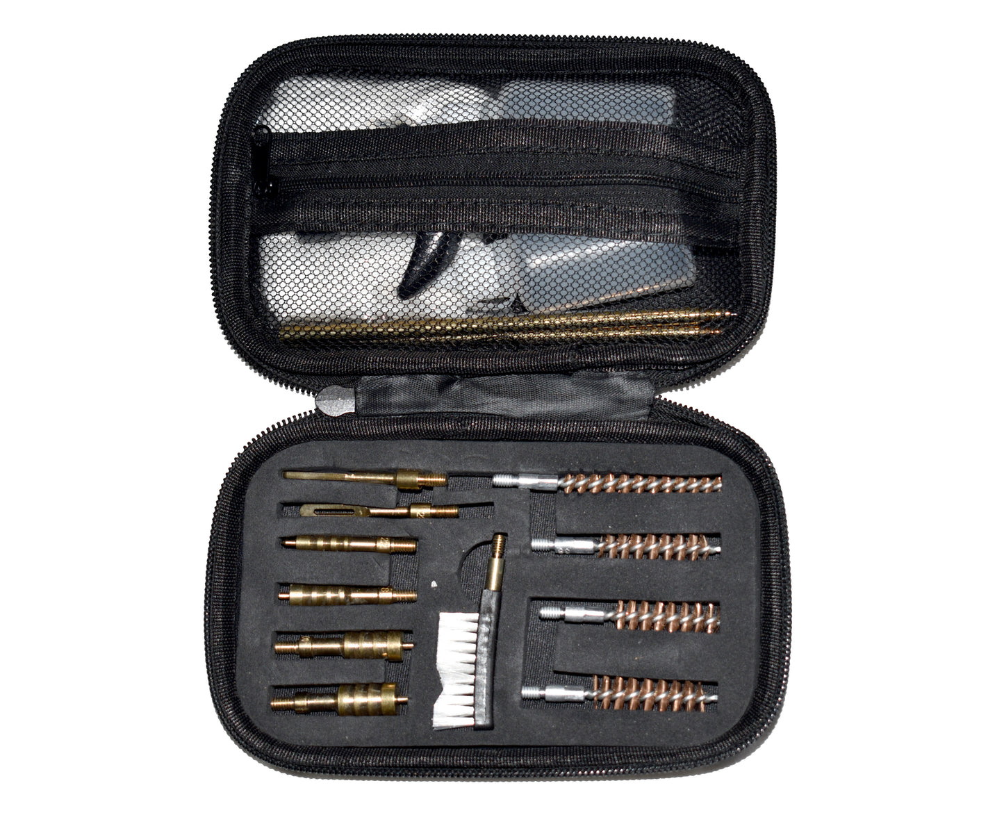 Universal Handgun Cleaning kit .22/.357/.38/9mm/.45 Caliber Pistol, Bronze Bore Brush and Brass Jag Adapter