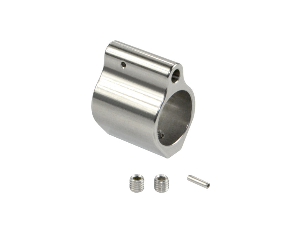 Low Profile Micro Gas Block with Pin for 0.75" Diameter Barrels, Chrome Plated Stainless Steel