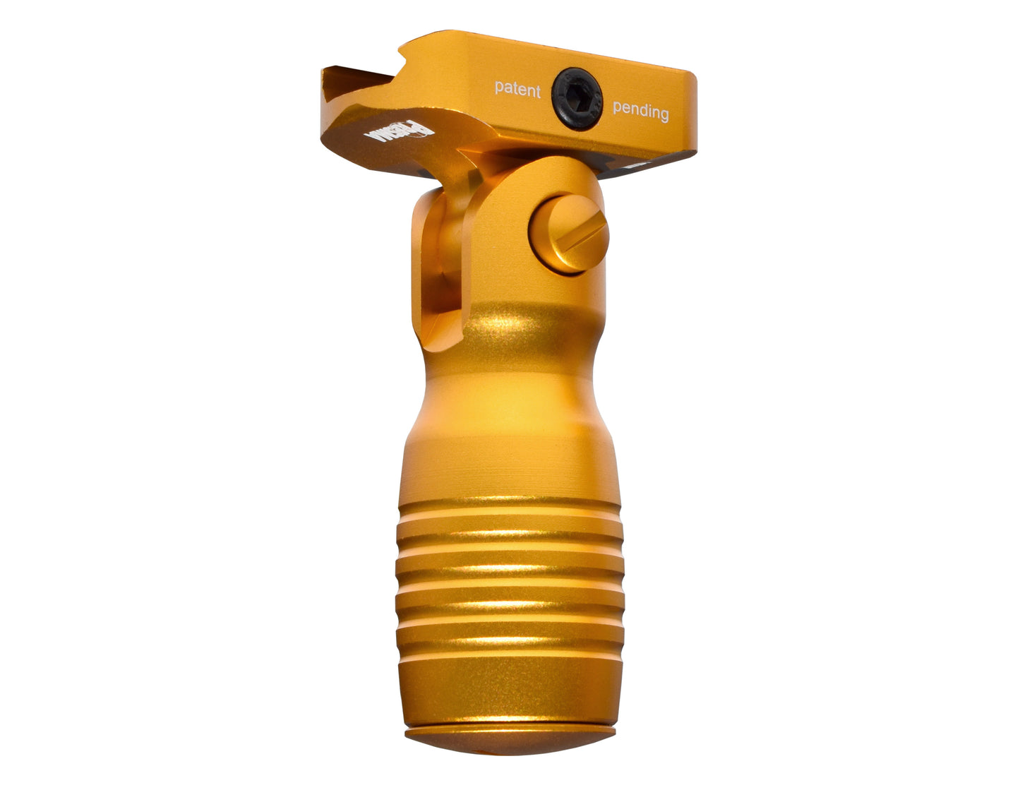 Aluminum 5 Position Folding Shorty Fore Grip, with Storage Compartment, Gold. For Picatinny Rails
