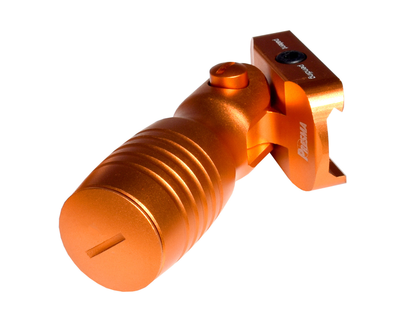 Aluminum 5 Position Folding Shorty Fore Grip, with Storage Compartment, Orange. For Picatinny Rails