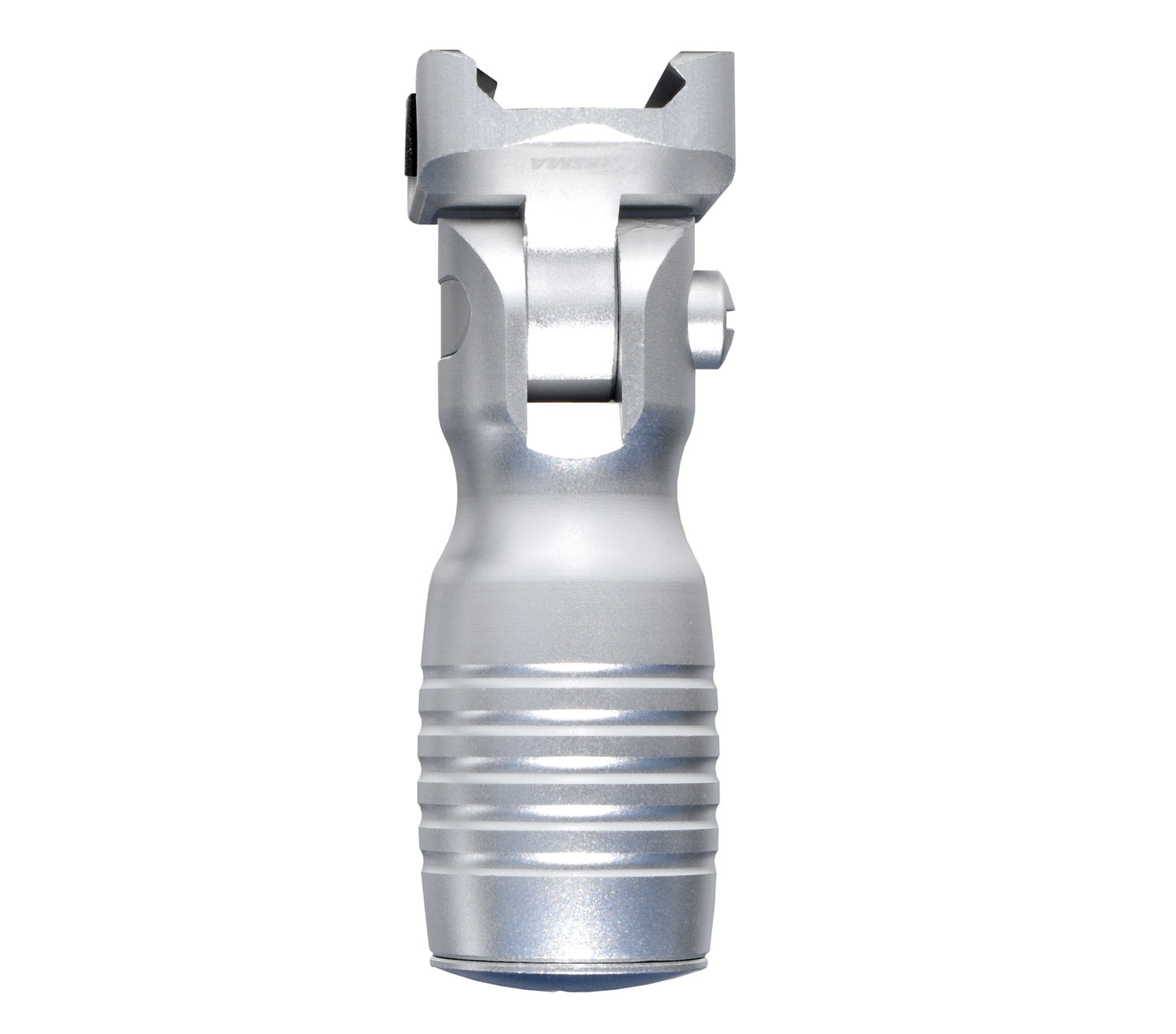 Aluminum 5 Position Folding Shorty Fore Grip, with Storage Compartment, Silver. For Picatinny Rails