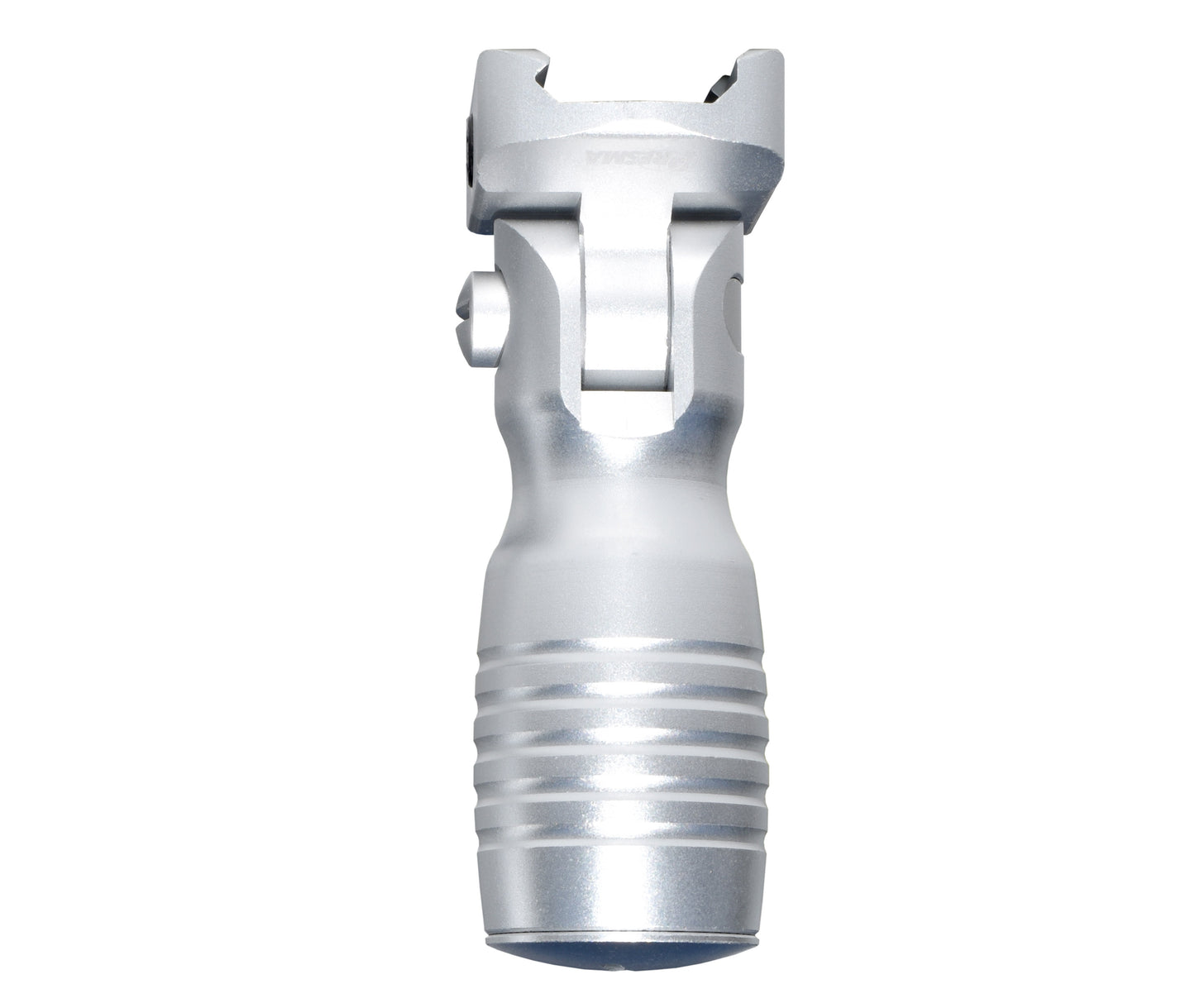 Aluminum 5 Position Folding Shorty Fore Grip, with Storage Compartment, Silver. For Picatinny Rails