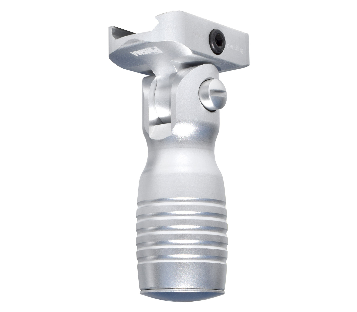 Aluminum 5 Position Folding Shorty Fore Grip, with Storage Compartment, Silver. For Picatinny Rails