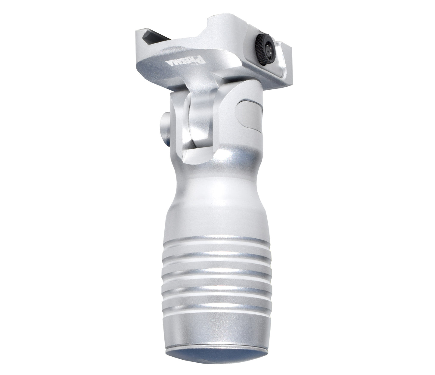 Aluminum 5 Position Folding Shorty Fore Grip, with Storage Compartment, Silver. For Picatinny Rails