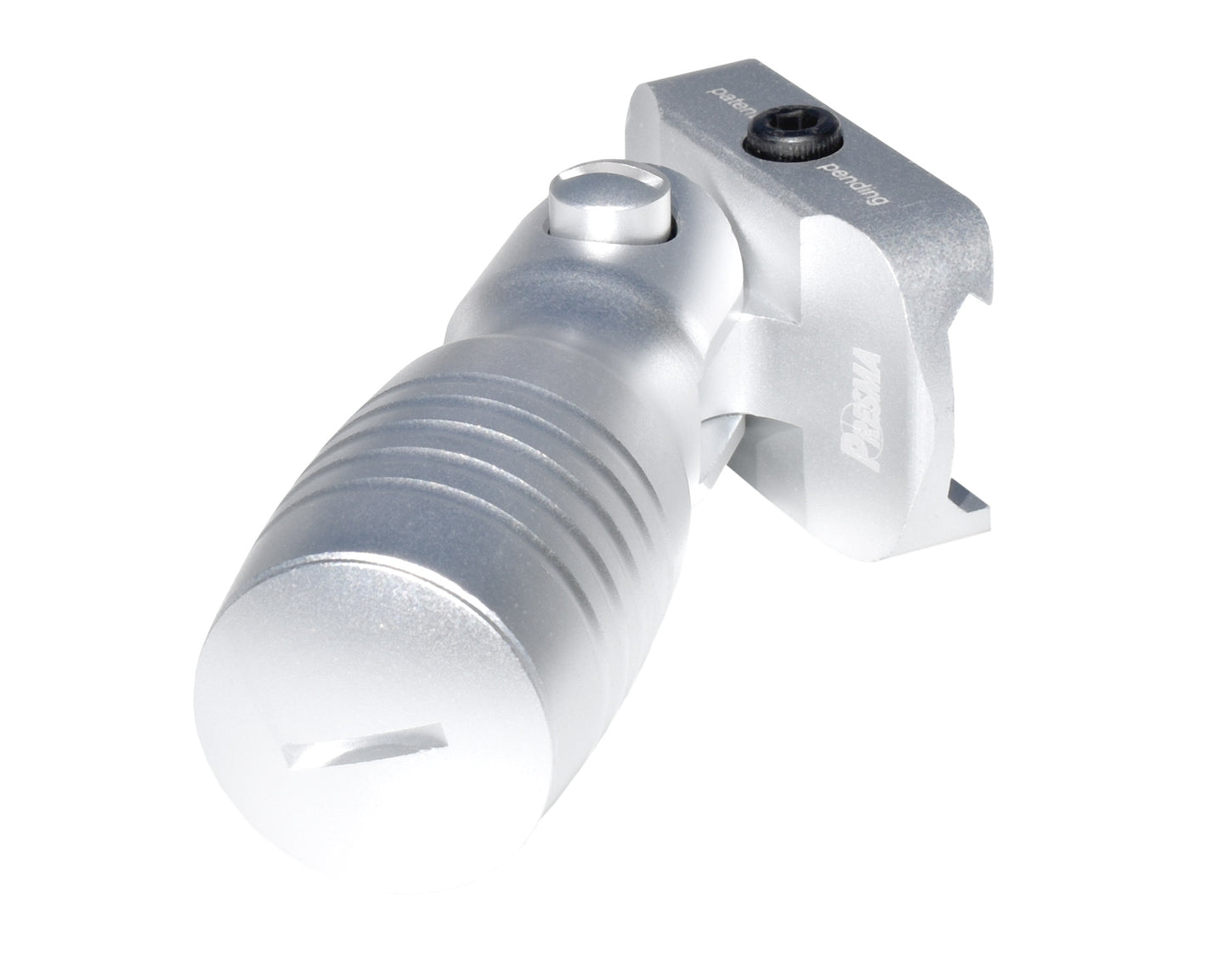 Aluminum 5 Position Folding Shorty Fore Grip, with Storage Compartment, Silver. For Picatinny Rails