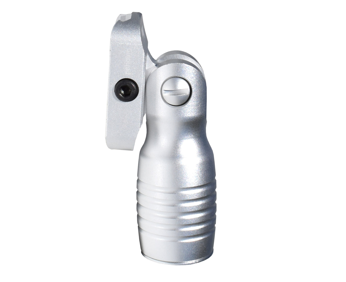 Aluminum 5 Position Folding Shorty Fore Grip, with Storage Compartment, Silver. For Picatinny Rails