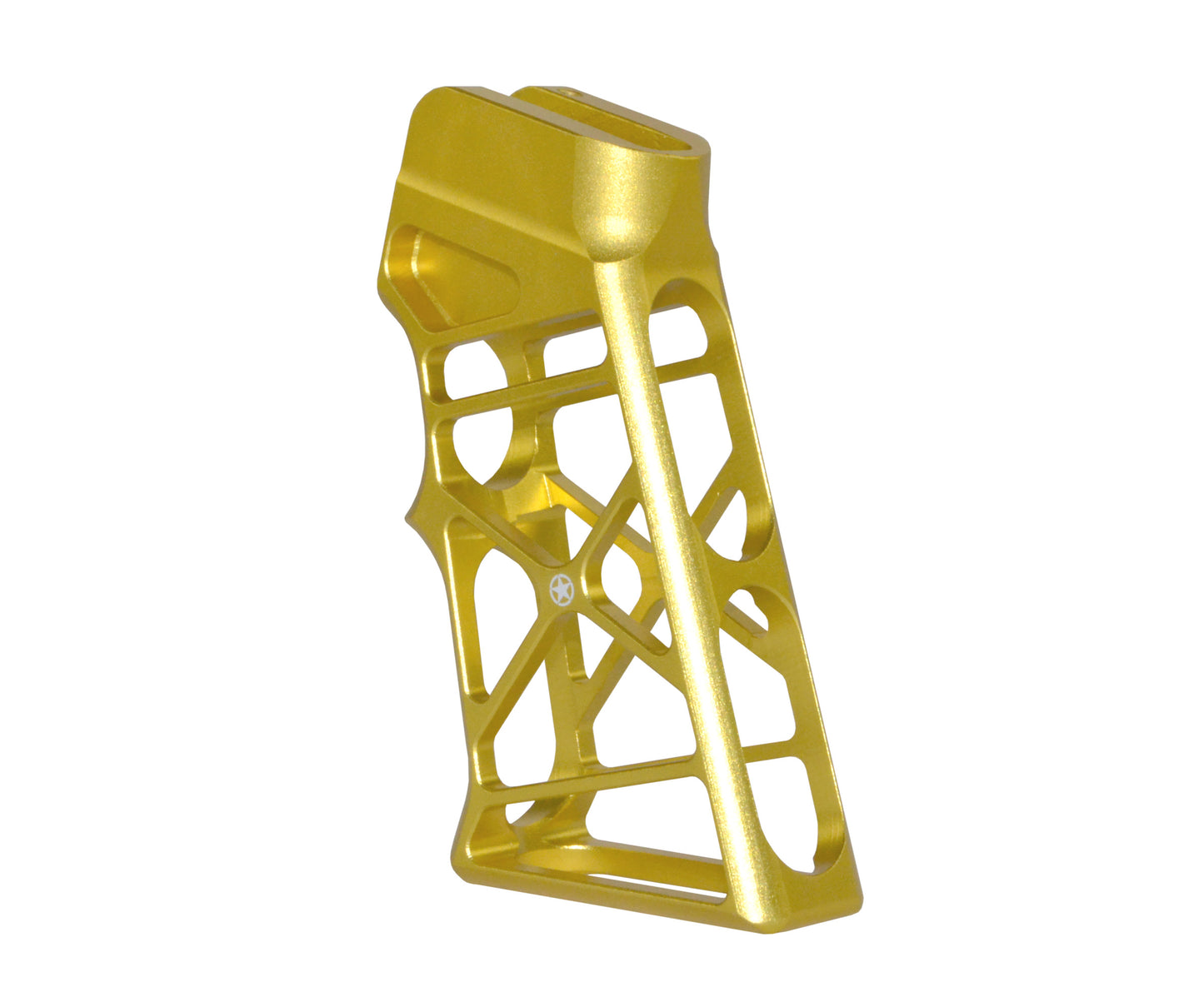 AR Super Lightweight Skeletonized Rear Pistol Style Grip, Gold Anodized Aluminum