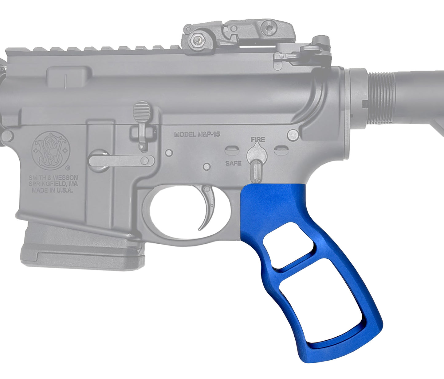 Skeletonized Ergonomic Rear Pistol Style Grip from Presma Inc, Dark Blue Anodized Aluminum