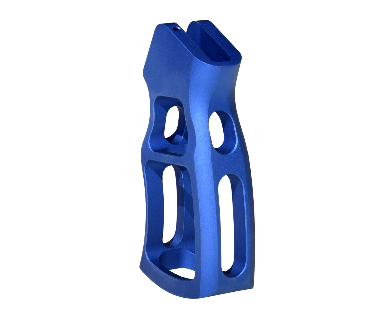 Skeletonized Ergonomic Rear Pistol Style Grip from Presma Inc, Dark Blue Anodized Aluminum