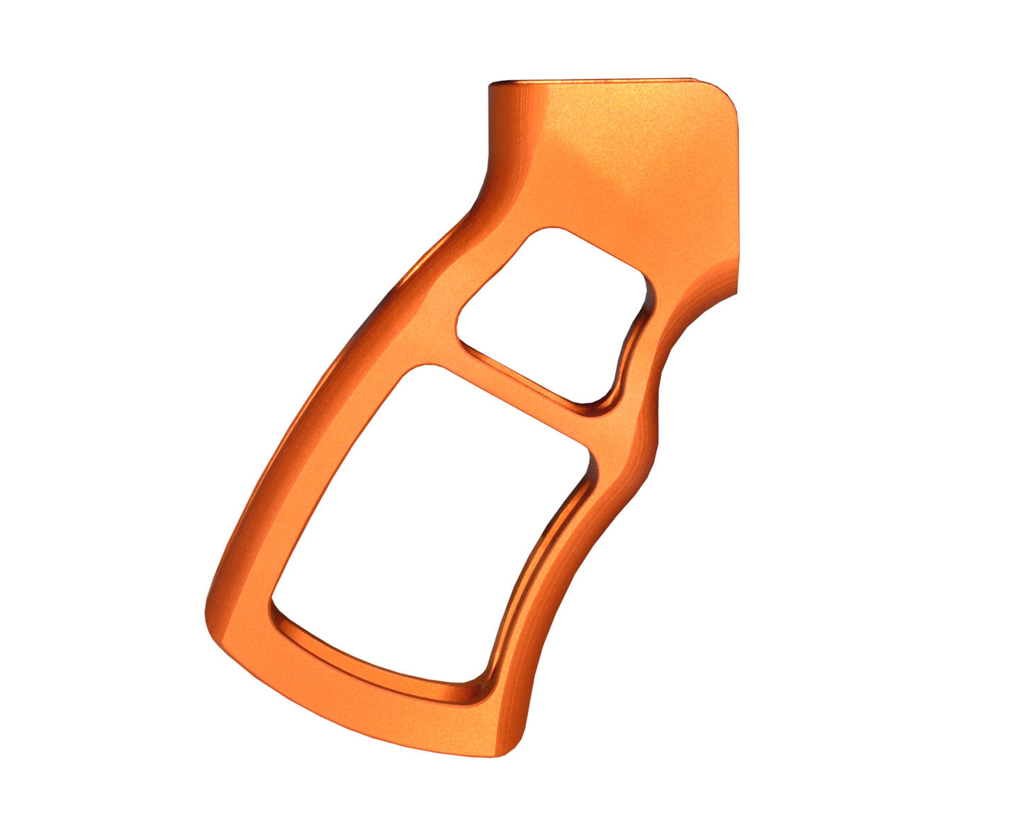 Skeletonized Ergonomic Rear Pistol Style Grip from Presma Inc, Orange Anodized Aluminum