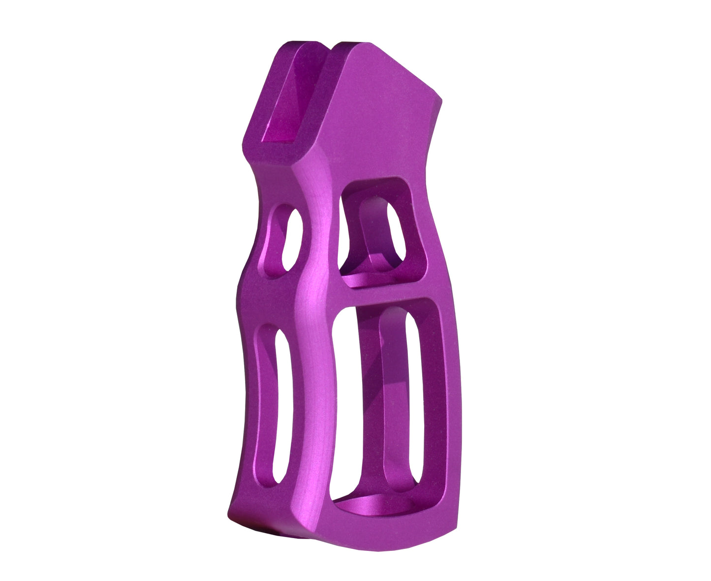 Skeletonized Ergonomic Rear Pistol Style Grip from Presma Inc, Purple Anodized Aluminum