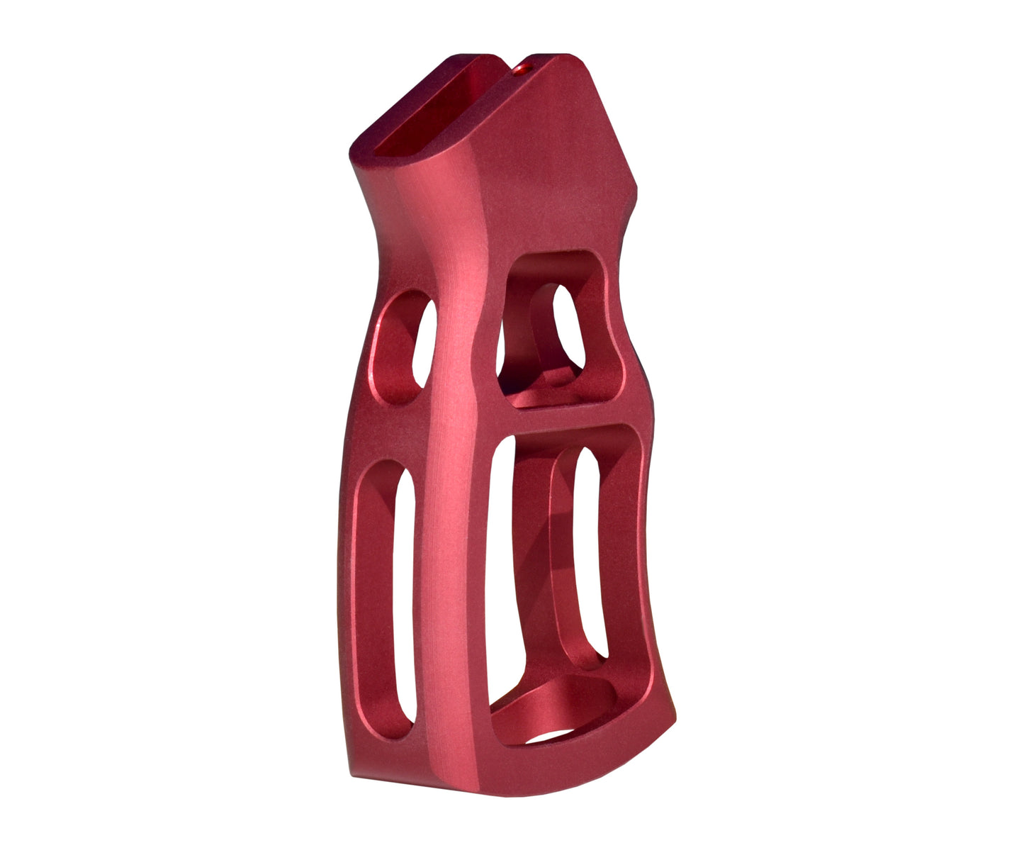 Skeletonized Ergonomic Rear Pistol Style Grip from Presma Inc, Dark Red Anodized Aluminum