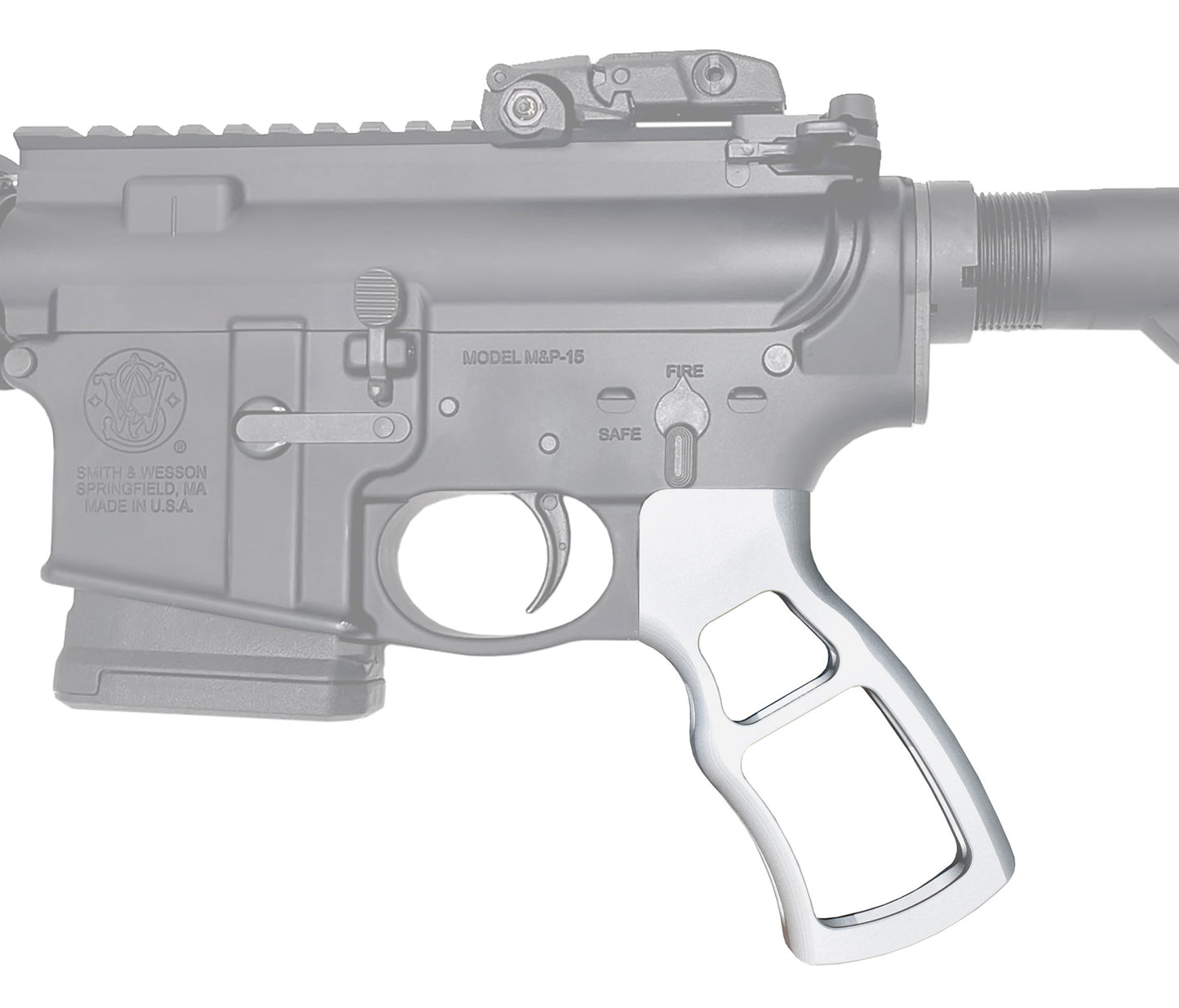 Skeletonized Ergonomic Rear Pistol Style Grip from Presma Inc, Silver Anodized Aluminum