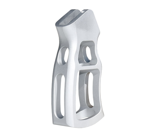 Skeletonized Ergonomic Rear Pistol Style Grip from Presma Inc, Silver Anodized Aluminum
