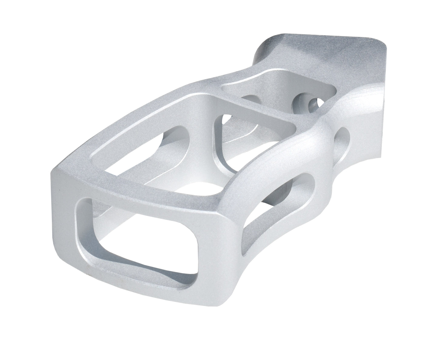 Skeletonized Ergonomic Rear Pistol Style Grip from Presma Inc, Silver Anodized Aluminum