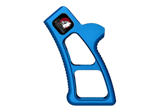 Featureless Skeletonized Rear Pistol Style Grip from Presma Inc, Blue Anodized Aluminum