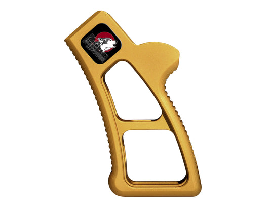 Featureless Skeletonized Rear Pistol Style Grip from Presma Inc, Gold Anodized Aluminum